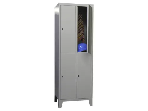 lockerkast,HxBxD 1850x600x500mm,2x2vakken,RAL7035,front RAL5012