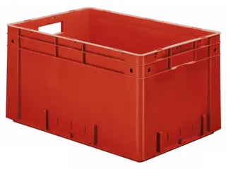 Euronorm Stapelkrat Hxlxb 320X600X400Mm 60L Wanden/bodem Gesloten Rood - 1