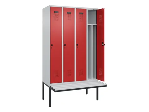 locker met bank,voor scheiding van kleding,HxBxD 2120x1200x815mm,4vak