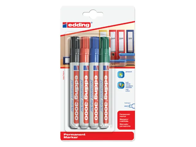 Viltstift edding 3000 rond assorti 1.5-3mm blister à 4st