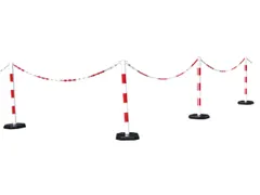 Kunststof Kettingstaanderset Achthoekige Rood Wit 900x280x280mm