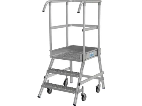 bordestrap,verrijdbaar,bordes H 0,75m,3treden m. R13-laag,aluminium