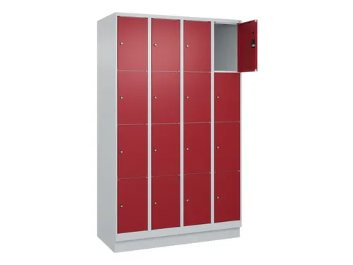 lockerkast,HxBxD 1950x1200x500mm,4x4vakken,vak B 300mm,cil.-slot
