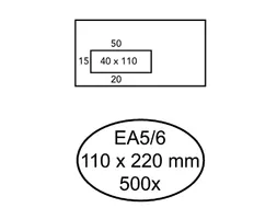Envelop Hermes Ea5/6 110x220mm Venster links 40x110 Zelfklevend