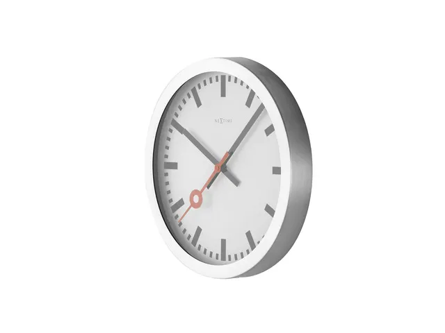 Horloge murale NeXtime 'Station' Ø19cm aluminium brossé