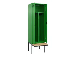 PBM-locker met bank,HxBxD 2120x600x815mm,2vak,vak B 300mm,draaigrendel
