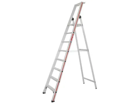 trapladder,eenzijdig,8treden,stand H 1,85m,balk L 2,7m,aluminium