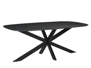 Vergadertafel Harper Deens Ovaal 200x100cm Zwart blad met Spinpoot - 1