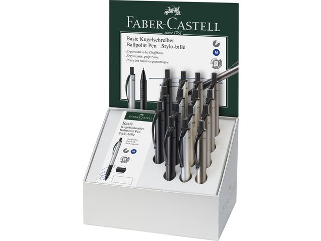 Balpen Faber-Castell Basic mat in display á 15 stuks | FaberCastellShop.nl