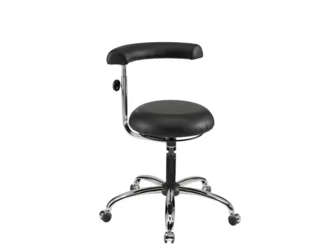 werkplaatsstoel kunstleer zwart HxØ 475-605mmx430mm wielen