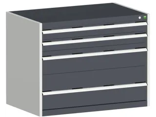 ladekast HxBxD 800x1050x750mm 4 laden romp Ral7035 front Ral7016 staal - 1
