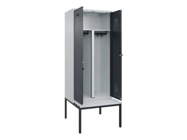 PBM-locker met bank,HxBxD 2120x800x815mm,2vak,vak B 400mm,draaigrendel