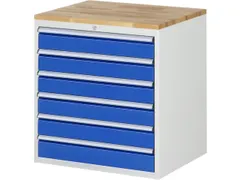 ladekast 825x770x650mm 6laden cilinderslot RAL7035 RAL5010 beuken