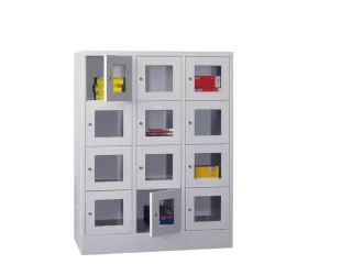 lockerkast,HxBxD 1518x1200x500mm,3x4vakken,RAL7035,front RAL5012 - 1