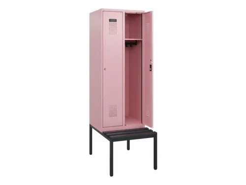 locker met bank,HxBxD 1950x600x815mm,2vak,vak B 300mm,cilinderslot