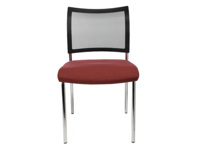 Bezoekersstoel Zitting Bordeauxrood Stof Rug Netbekleding Zwart