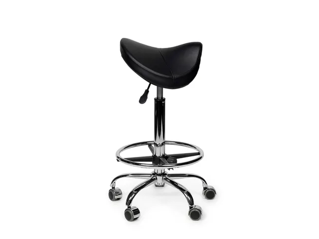 Zadelkruk Office Premium standaard met voetring harde wielen zw