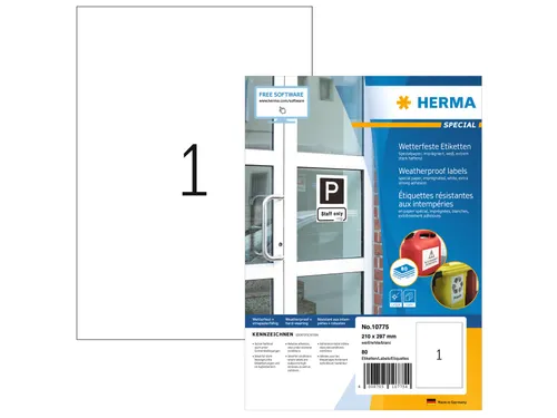 HERMA 10773 Weerbestendige etiketten A4 210x297mm Wit 80 stuks