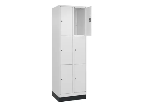 lockerkast,HxBxD 1950x600x500mm,2x3vakken,vak B 300mm,cil.-slot,sokkel