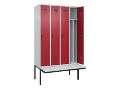 locker met bank,voor scheiding van kleding,HxBxD 2120x1200x815mm,4vak
