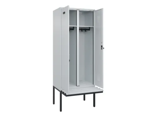 locker met bank,voor scheiding van kleding,HxBxD 2120x800x815mm,2vak