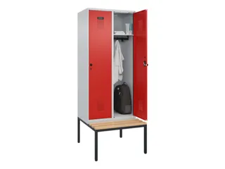 locker met bank,HxBxD 2120x800x815mm,2vak,vak B 400mm,draaigrendel - 1