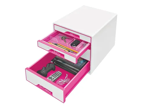 Ladenblok Leitz WOW Cube 4 laden wit/roze