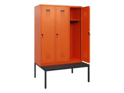 locker met bank,HxBxD 1950x1200x815mm,3vak,vak B 400mm,draaigrendel