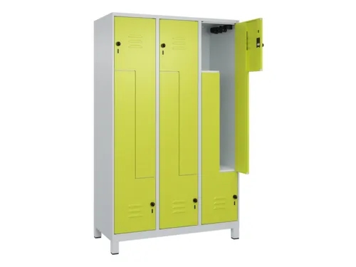 Z-garderobekast,HxBxD 1950x1200x500mm,vak B 200/400mm,draaigrendel