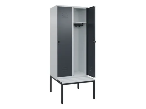 locker met bank,HxBxD 2120x800x815mm,2vak,vak B 400mm,draaigrendel