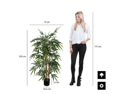 Kunstplant Mica Bamboe in plastic pot 150cm
