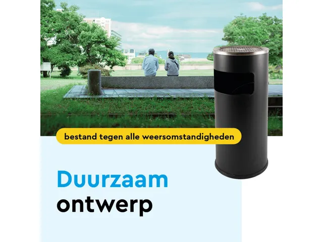 Asbak met Afvalbak AT500 Zwart 11 Liter