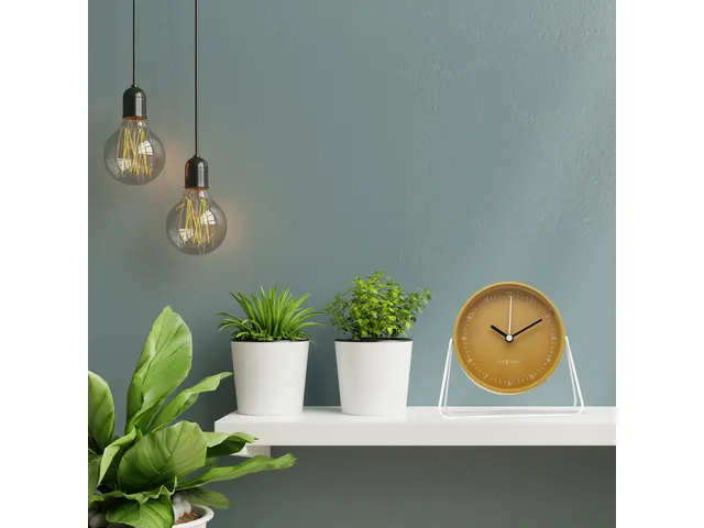 Wekker Nextime Berlin Table 14x13 cm geel metaal