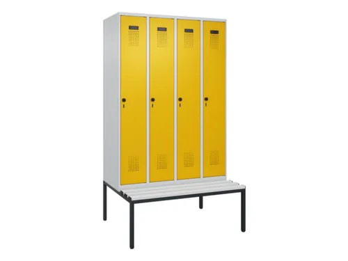 locker met bank,voor scheiding van kleding,HxBxD 2120x1200x815mm,4vak