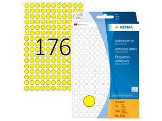 HERMA 2211 Multipurpose etiketten Rond 8mm Geel 5632 stuks - 1