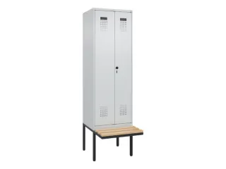 PBM-locker met bank,HxBxD 2120x600x815mm,2vak,vak B 300mm,draaigrendel - 2