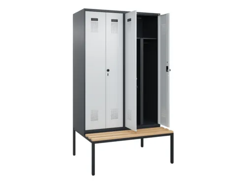 PBM-locker met bank,HxBxD 2120x1200x815mm,4vak,vak B 300mm