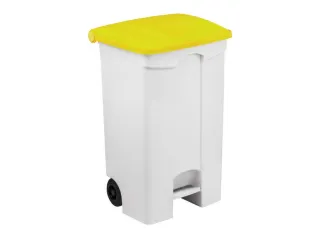 Contitop,mobiele afvalbak met pedaal 90L wit/geel - 1