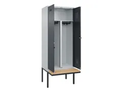 PBM-locker met bank,HxBxD 2120x800x815mm,2vak,vak B 400mm,draaigrendel