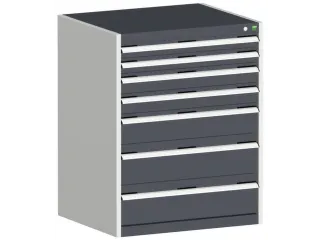 ladekast HxBxD 1000x800x650mm 7laden romp RAL7035 front RAL7016 - 1