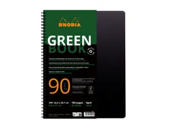 Notitieboek Rhodia Greenbook A4+ lijn 4-gaats 180 pagina's 90gr zwart