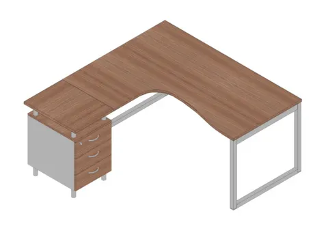 Bureauset Bureau Staand Ladeblok Links 730X1600X1650Mm Canaletto Zilve
