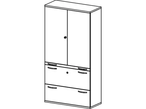 kantoorkast HxBxD 1920x1000x430mm romp noten decor front onyxgrijs