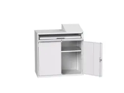 pc-kast 1130x1050x550mm toetsenbordblad RAL7035 + RAL7035