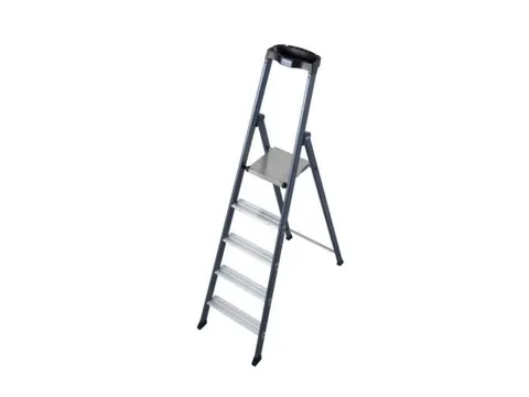 trapladder,eenzijdig,5treden,bordes met profiel,Stand H 1,05m