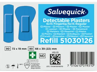 Salvequick Blauw Detectable Pleisters Vingertop/Normaal - 5
