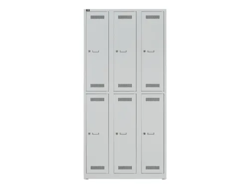 Dubbeldekse garderobekast,HxBxD 1850x900x500mm,3x2vak.,vak B 300mm