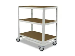 Etagewagen,Draagverm. 150Kg,3Etage(S),Houten Legbordetage,Lichtgrijs