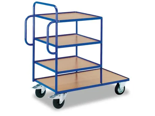 Bijzetwagen 250kg Lxbxh 1250x640x1250mm 4 Etages Hout Ral5010
