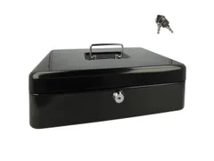 Geldkist Westcott 301x242x91mm zwart, kunststof inzet met 5 vakken